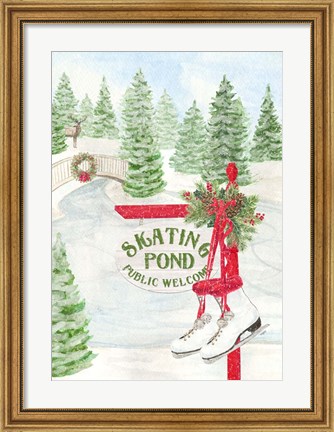 Framed Sleigh Bells Ring - Skating Pond Print