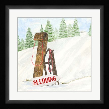 Framed Sleigh Bells Ring II Sledding Print