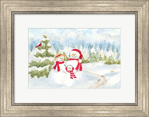 Framed Snowman Wonderland - Family Scene Print