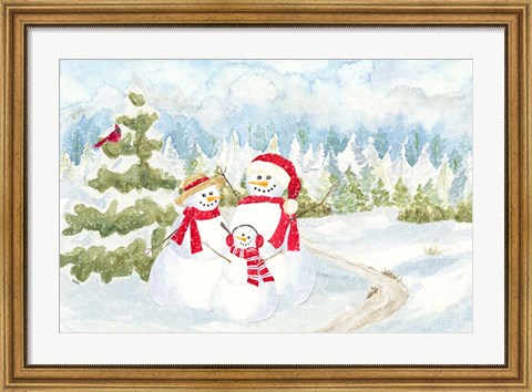 Framed Snowman Wonderland - Family Scene Print