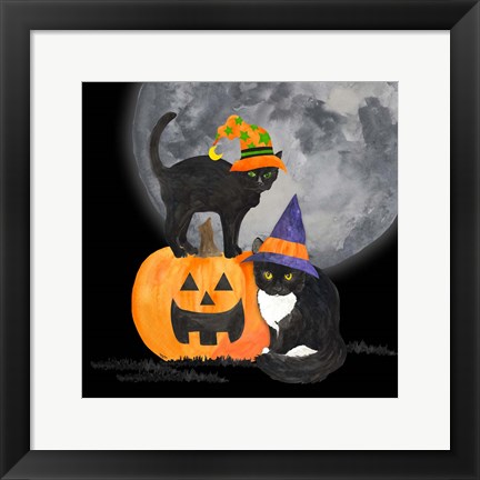 Framed Fright Night Friends I Black Cat Print