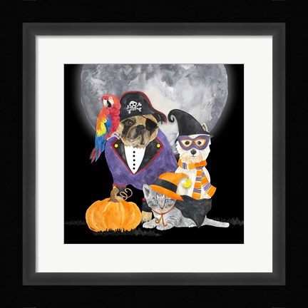 Framed Fright Night Friends III Pirate Pug Print
