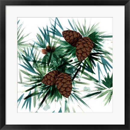 Framed Christmas Hinterland II Pine Cones Print