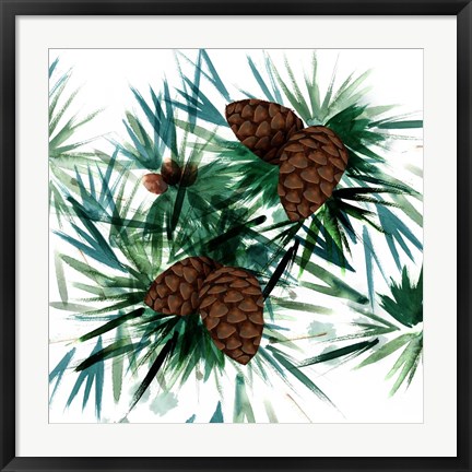 Framed Christmas Hinterland II Pine Cones Print
