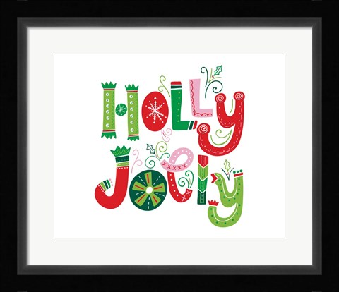 Framed Festive Lettering - Holly Jolly Print
