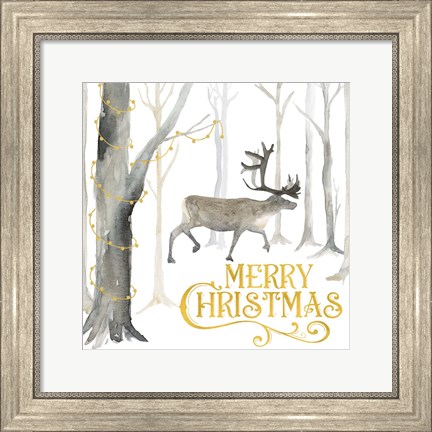 Framed Christmas Forest II Merry Christmas Print
