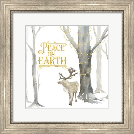 Framed Christmas Forest III Peace on Earth Print