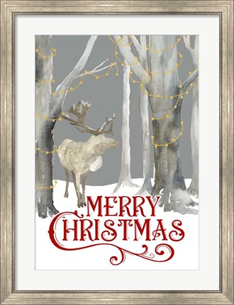 Framed Christmas Forest portrait I-Merry Christmas Print