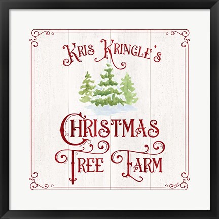 Framed Vintage Christmas Signs VI-Tree Farm Print
