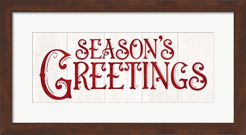Framed Vintage Christmas Signs panel II-Seasons Greetings Print