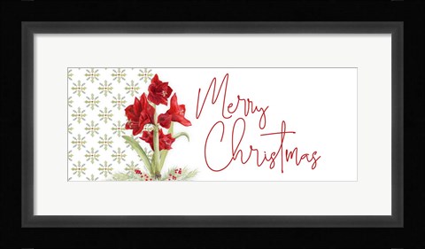 Framed Merry Amaryllis panel I Print