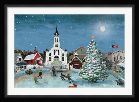 Framed Christmas Scene-Moon Print