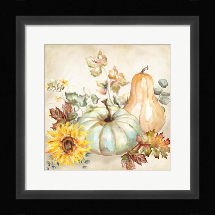 Framed Watercolor Harvest Pumpkin II Print