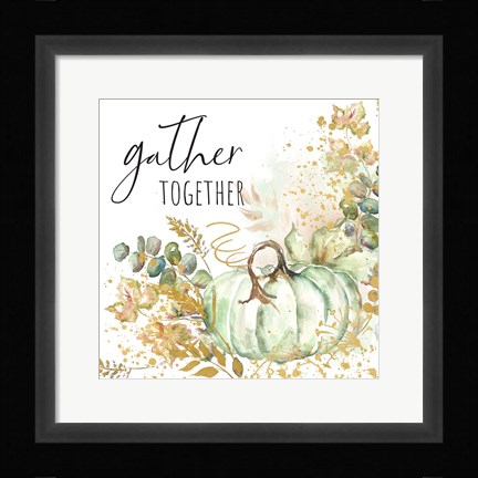 Framed Ghost Pumpkin Harvest Sentiment II Print