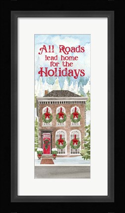 Framed Christmas Village vertical II Print