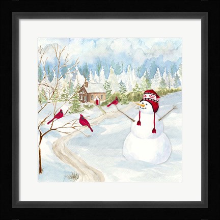 Framed Snowman Christmas I Print