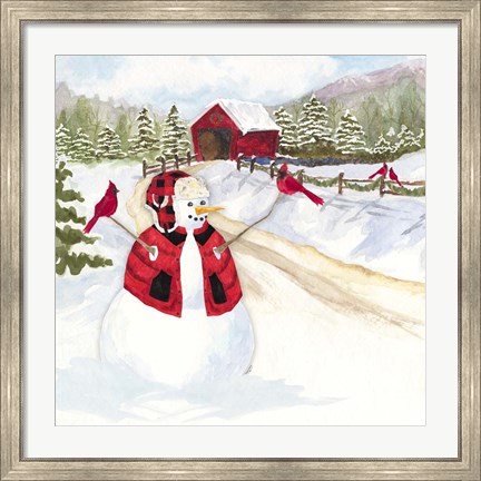 Framed Snowman Christmas III Print