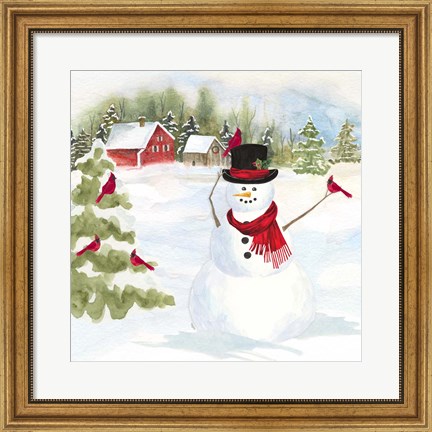 Framed Snowman Christmas IV Print
