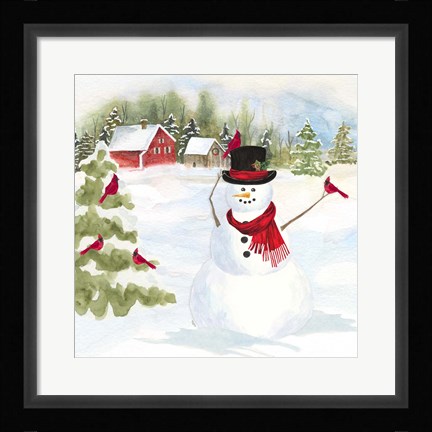 Framed Snowman Christmas IV Print