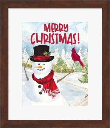 Framed Snowman Christmas portrait I Print