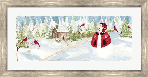 Framed Snowman Christmas panel I Print