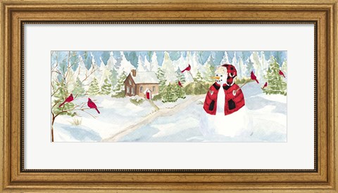 Framed Snowman Christmas panel I Print