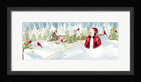 Framed Snowman Christmas panel I Print