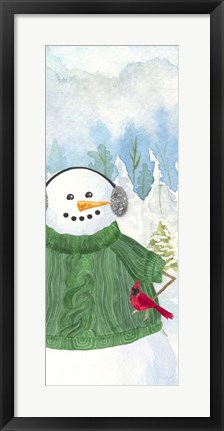 Framed Snowman Christmas vertical I Print
