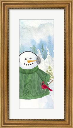 Framed Snowman Christmas vertical I Print