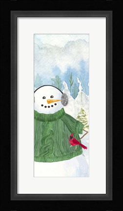 Framed Snowman Christmas vertical I Print