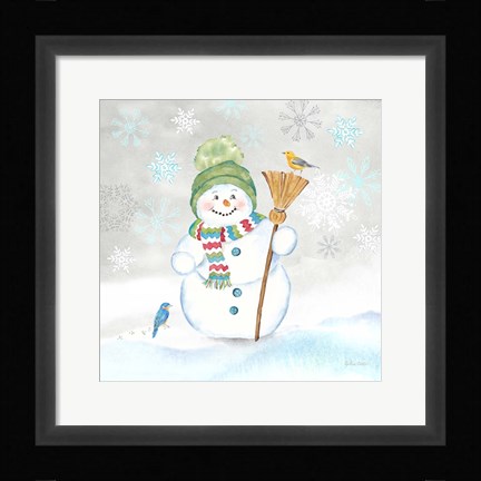 Framed Let it Snow Blue Snowman IV Print