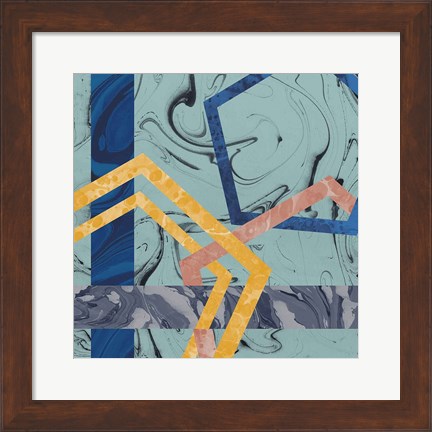 Framed Terrazzo I Blue Print