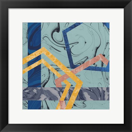 Framed Terrazzo I Blue Print