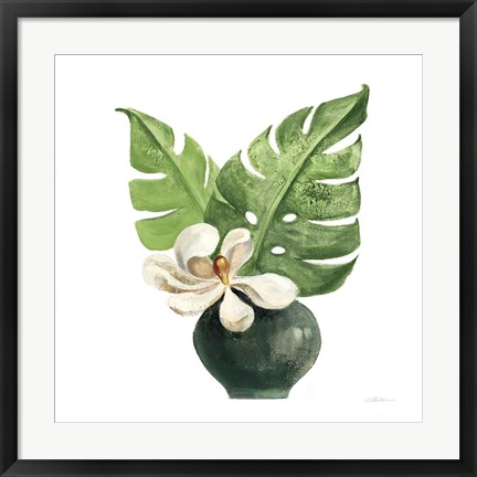 Framed Tropical Leaves II on White Print