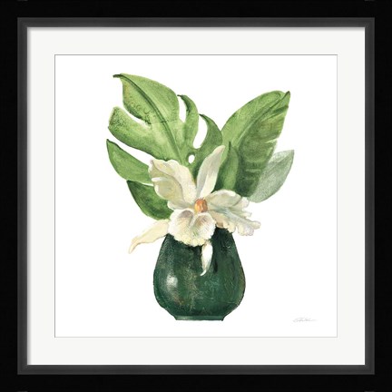 Framed Tropical Leaves I on White Print