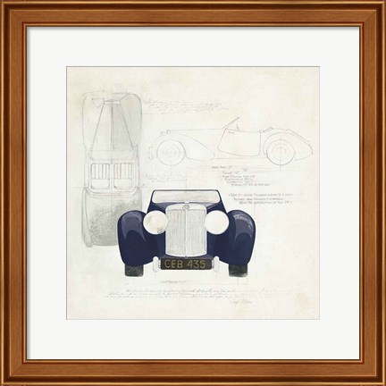 Framed Roadster II Blue Car Print