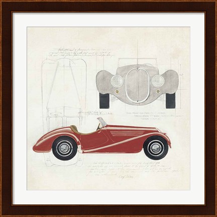 Framed Roadster I Red Car Print
