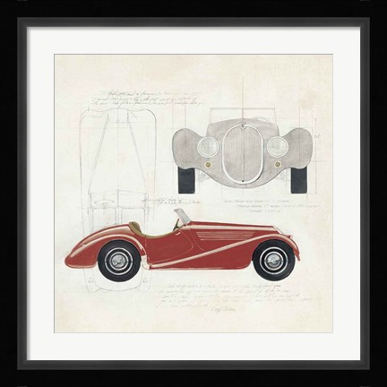 Framed Roadster I Red Car Print