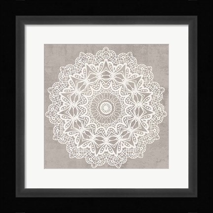 Framed Contemporary Lace Neutral VI v2 Vintage Print