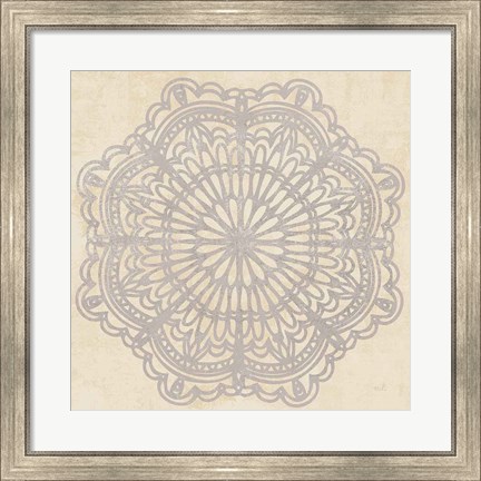 Framed Contemporary Lace Neutral I Vintage Print