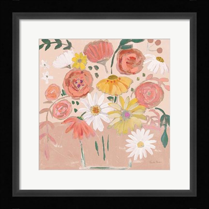 Framed Folk Floral II Modern Print