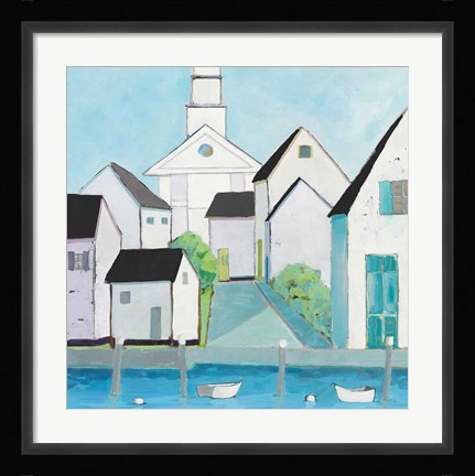 Framed Harbor Town III No Sign Light Print