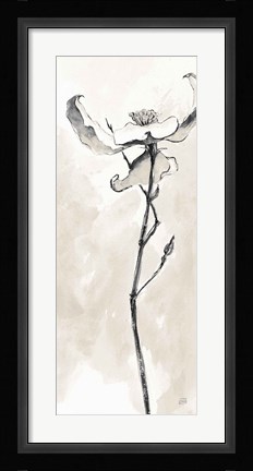 Framed Solitary Dogwood IV Taupe Crop Print