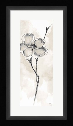 Framed Solitary Dogwood II Taupe Print