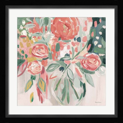 Framed Summer Pink Floral Modern Print