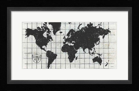 Framed Black Gild World Map I Crest Print