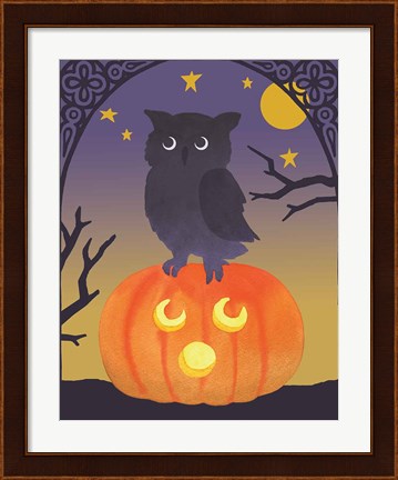 Framed Halloween Critter III Light Owl Print