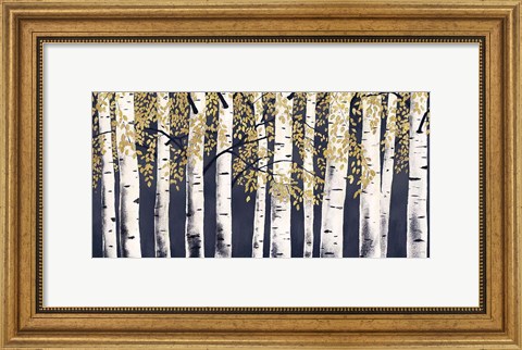 Framed Fresh Forest Indigo Gold Print