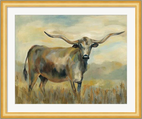 Framed Longhorn Cow Print