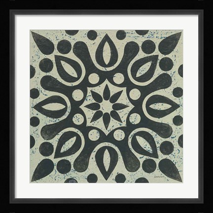 Framed Black and White Tile IV Print